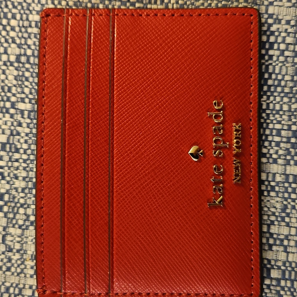 Kate Spade Slim Card Holder Red Leather